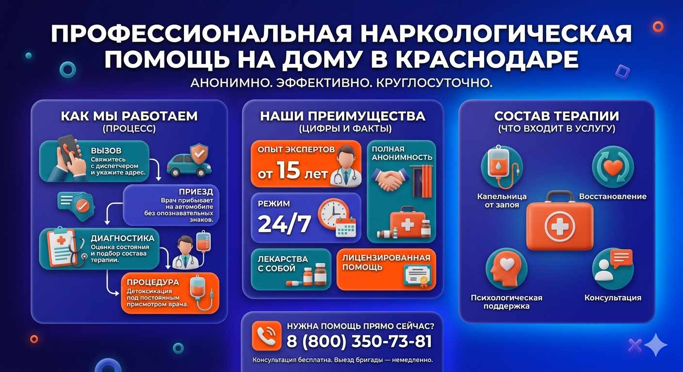 Инфографика о принципах лечения алкоголизма на дому в Невьянске: этапы вызова нарколога, преимущества анонимной детоксикации и состав медицинской помощи.